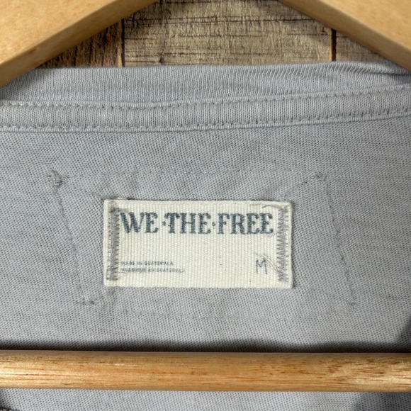 We The Free People Grey Exposed Seam Raw Hem Long Sleeve Tee Medium Boho Casual - Picture 5 of 7